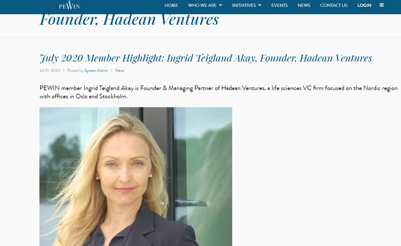Pewin Member Highlight 2020: Ingrid Teigland Akay